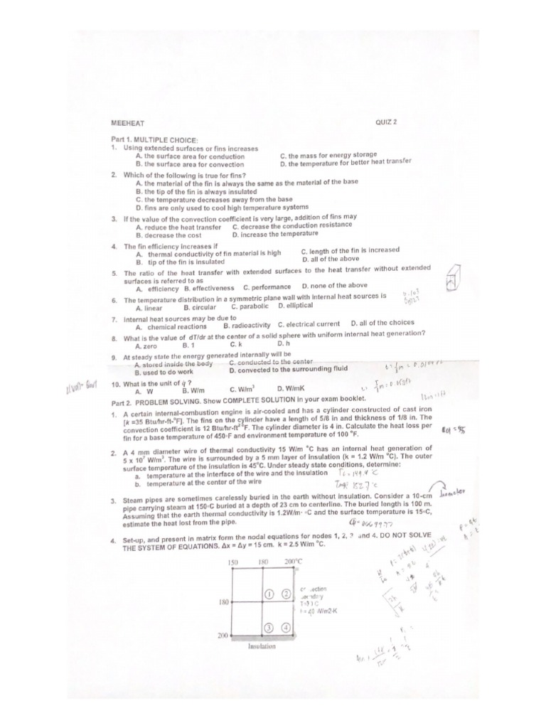 Heat Transfer Quiz 2 PDF