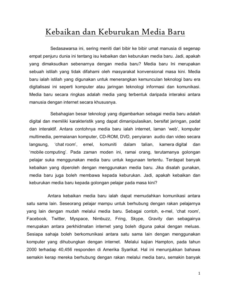 Kebaikan Dan Keburukan Media Baru  PDF
