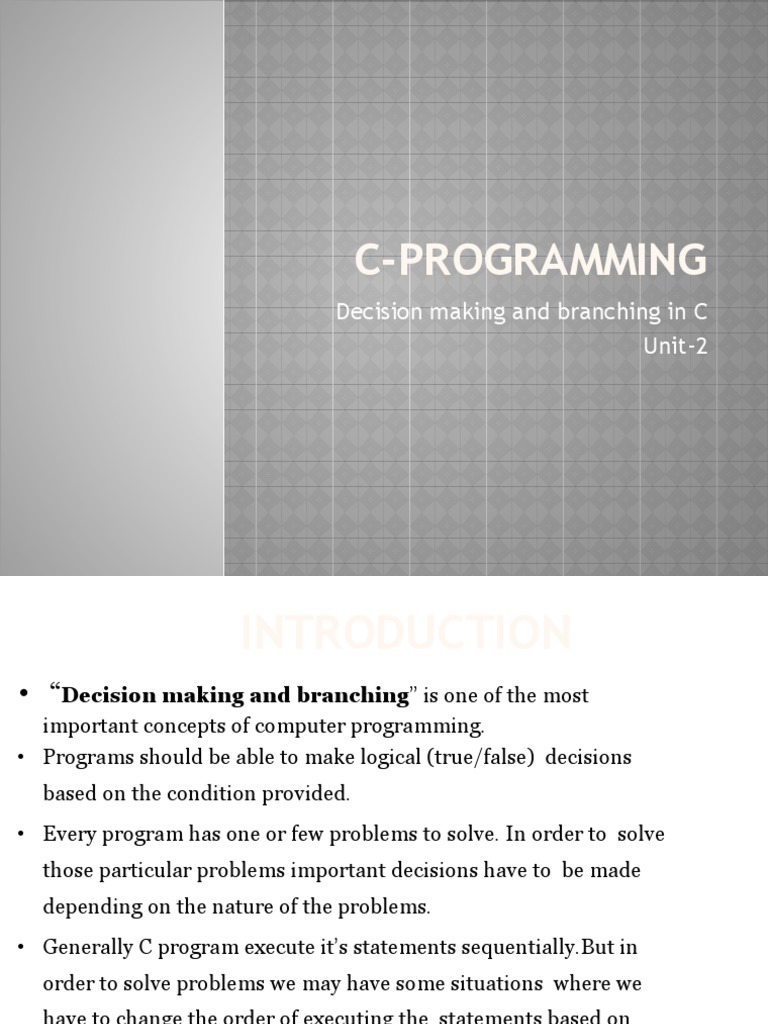 Decision Making & Branching PDF Control Flow Computer Programming