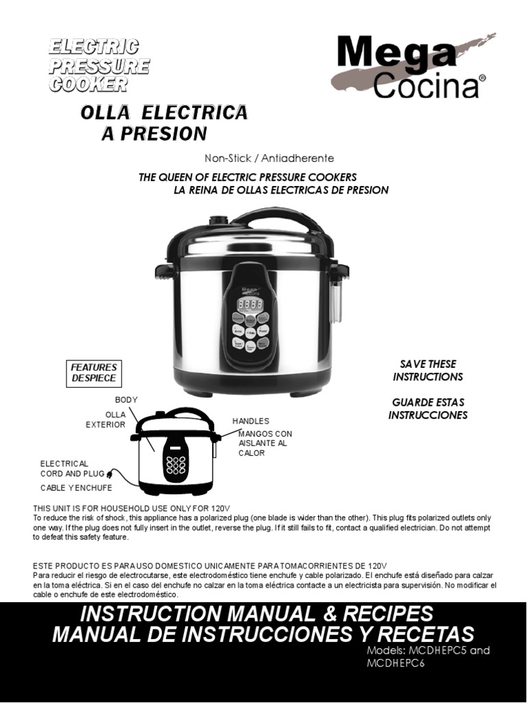 MCDHEPC La Reina Electric Pressure Cooker Manual PDF Pressure