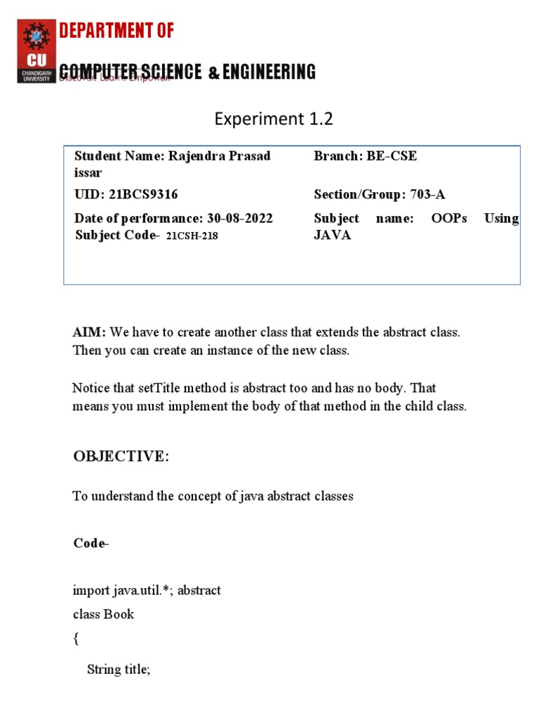 Java Abstract Classes in OOPs | PDF