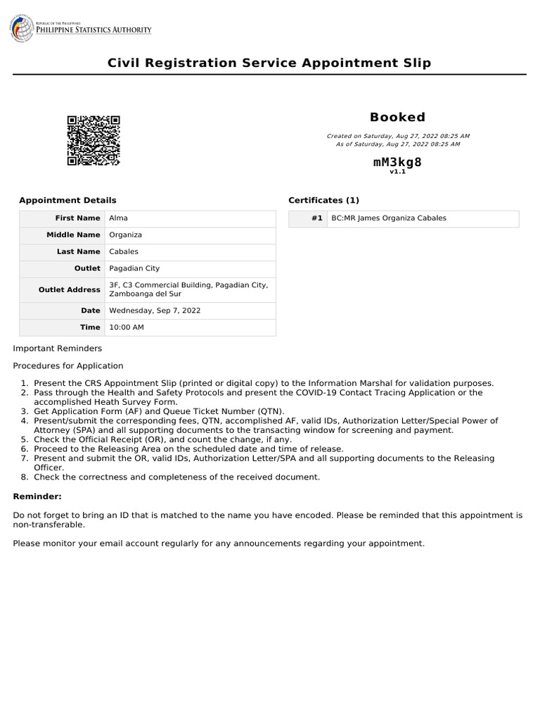 Appointment Slip PDF