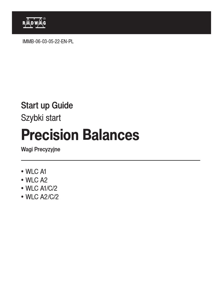 RADWAG WLC 2 - A2 Start-Up Guide (EN) | PDF