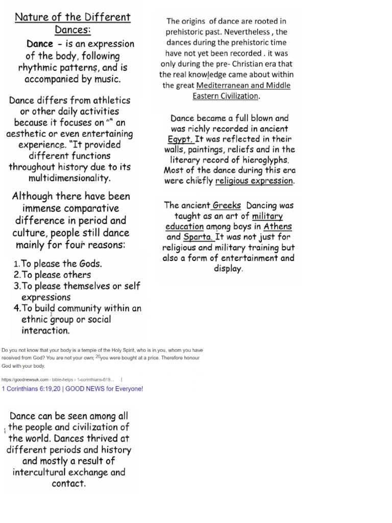 Nature of Different Dances PDF