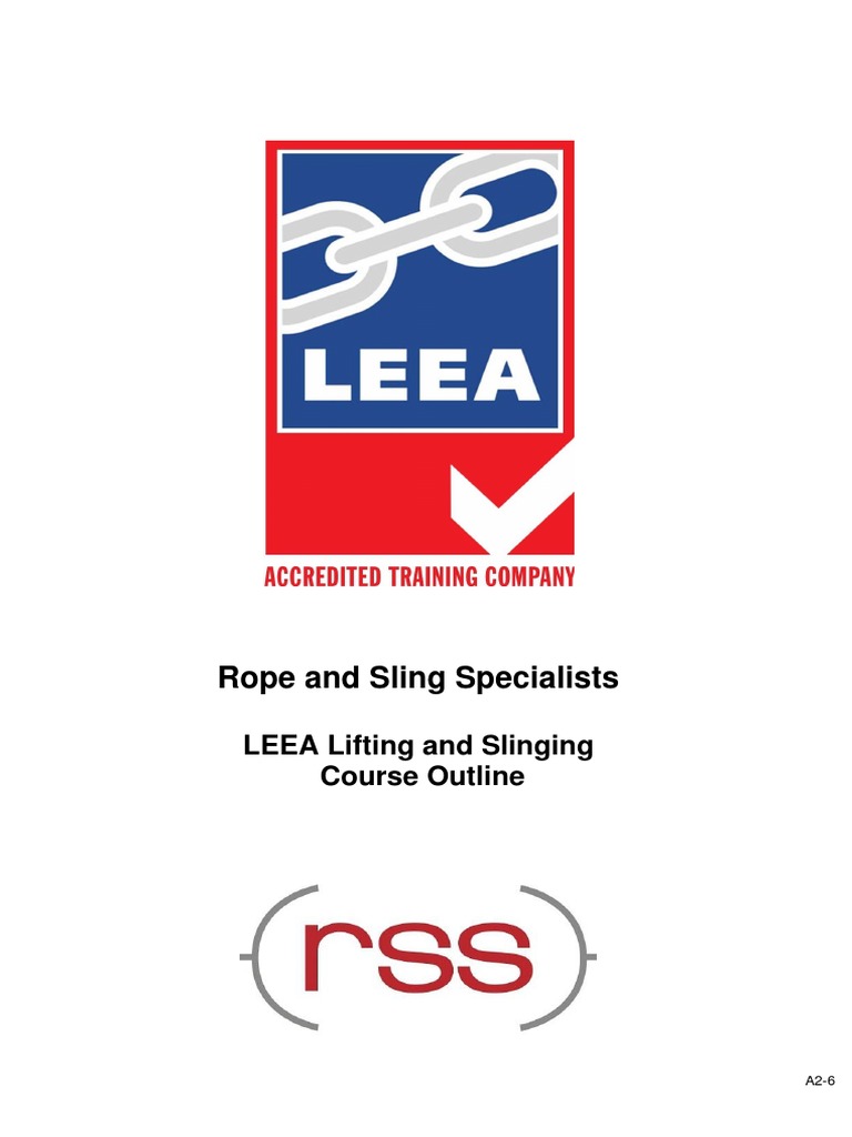 LEEA Lifting and Slinging Course Outline PDF Manufactured Goods