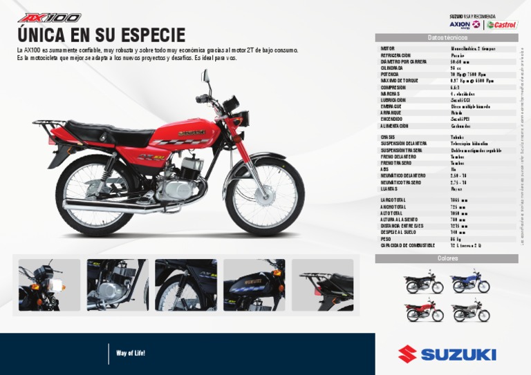 Ficha Técnica Suzuki AX100 2006 | PDF | Motocicleta | Vehículos con ...