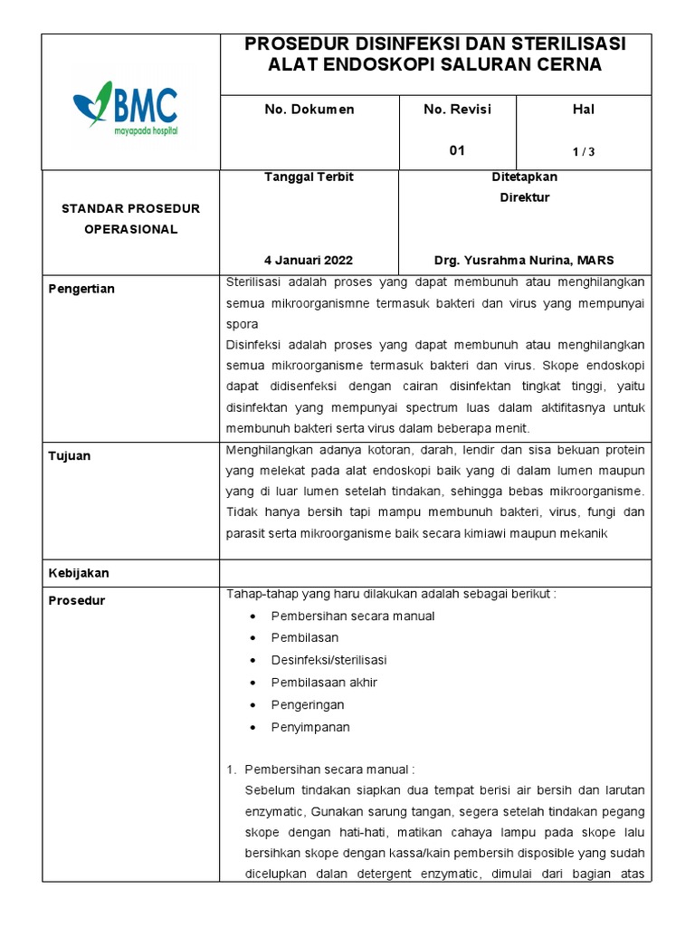 Spo Sterilisasi Alat Endoskopi PDF
