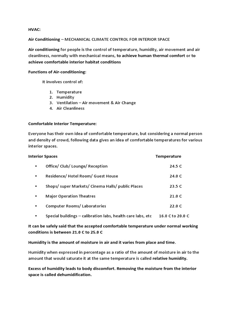 Hvac Notes PDF Duct (Flow) Refrigeration