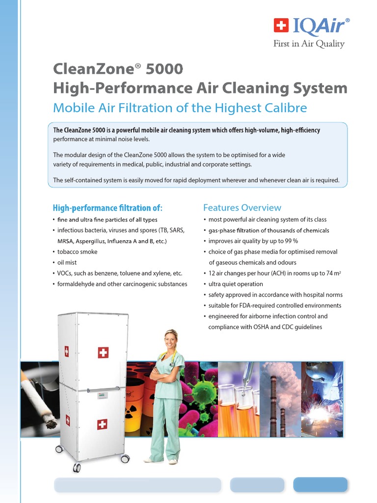 IQAir CleanZone 5000 Series Brochure PDF Air Pollution Volatile