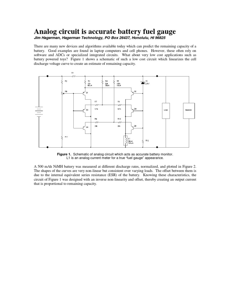 Analog Circuit Is Accurate Battery Fuel Gauge PDF Battery