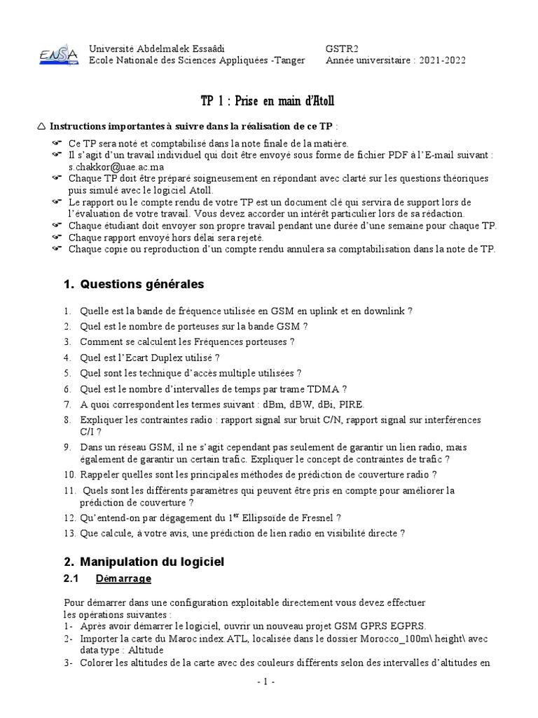 Prise en main d'Atoll pour GSM | PDF | GSM | Informatique