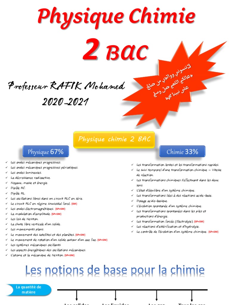 Révision Et Consolidation Des Acquis - Chimie, Modèle 3 - PR RAFIK Mohamed  | PDF | Concentration molaire | Densité
