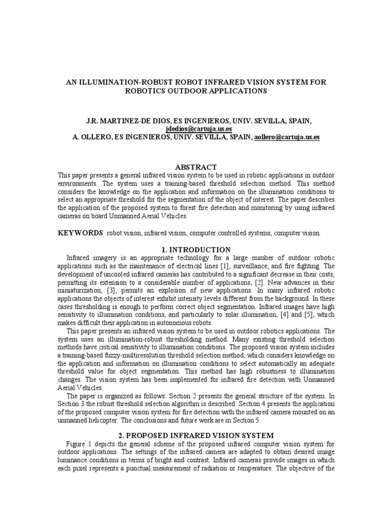 Infrared Vision System for Outdoor Robotics | PDF | Computer Vision ...