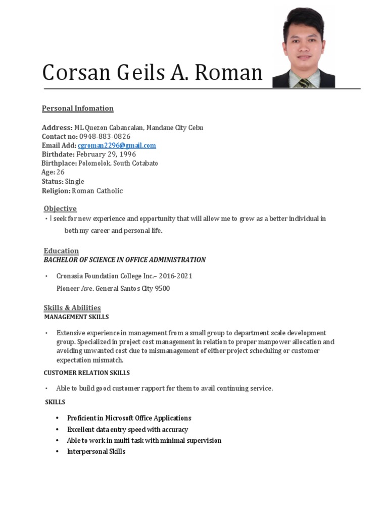 Corsan Geils Roman - Resume-A | PDF | Business