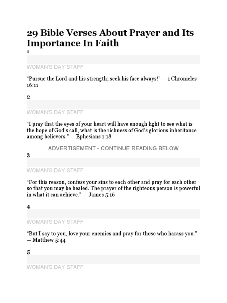 29 Bible Verses About Prayer and Its Importance in Faith | PDF | Prayer ...