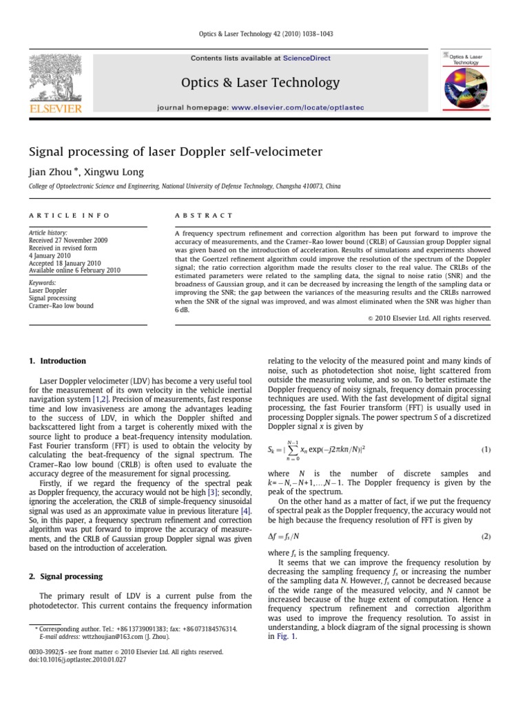Optics & Laser Technology Jian Zhou, Xingwu Long PDF Spectral