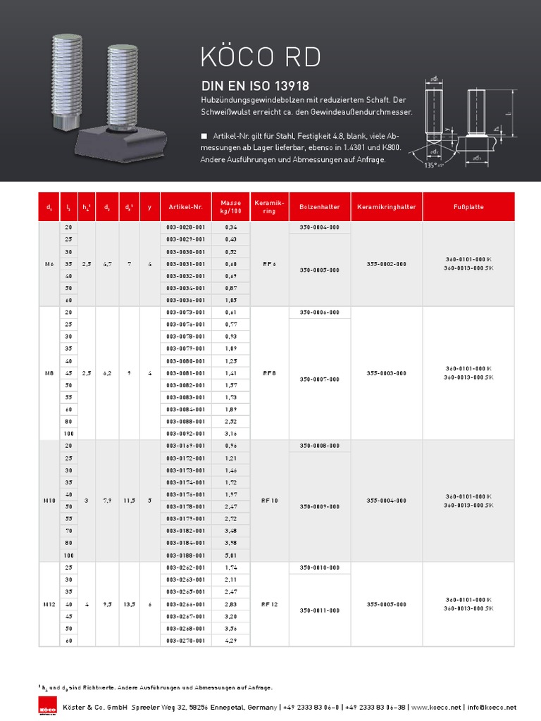 Köco Rd Din en Iso 13918 | PDF