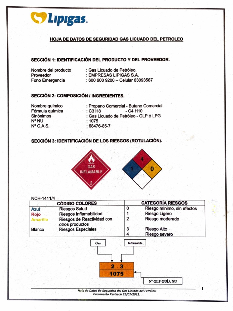 Hoja de Seguridad Gas Licuado LP | PDF | Gas de petróleo licuado ...