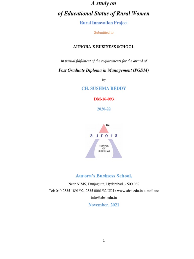 Educational Status of Rural Women Study | PDF | Female Education | Woman