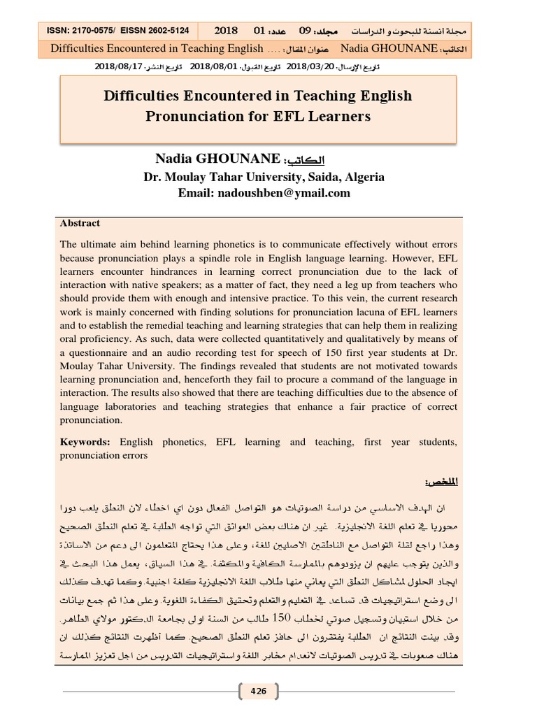Teaching English Pronunciation Challenges | PDF | English As A Second ...