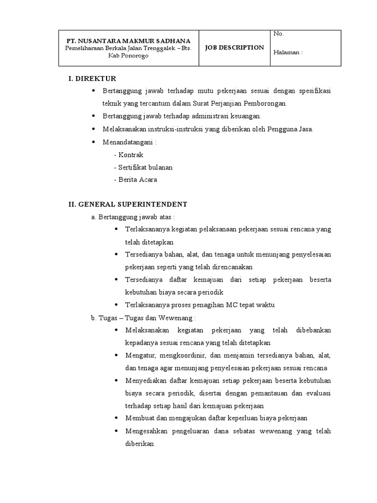 Job Description | PDF | Seni | Komputer