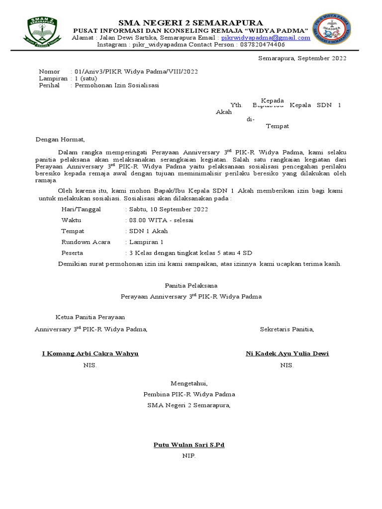 Surat Permohonan Ijin | PDF