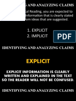 Identifying and Analyzing Claims