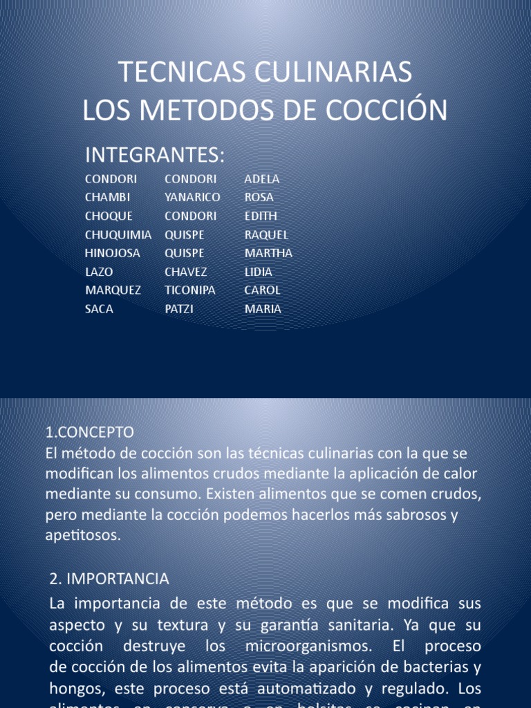 Tecnicas Culinarias PDF Cocinando Alimentos