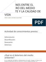 Relaciones Entre El Deterioro Del Medio Ambiente y Calidad de Vida