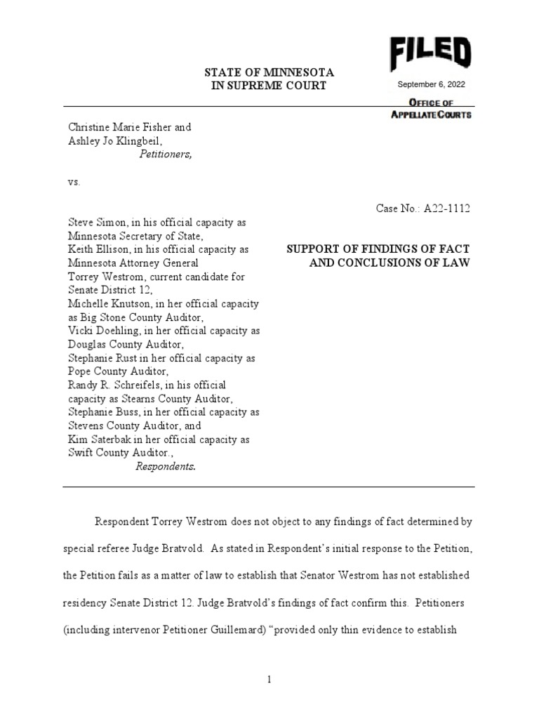 Support of findings of fact and conclusion of law download free pdf