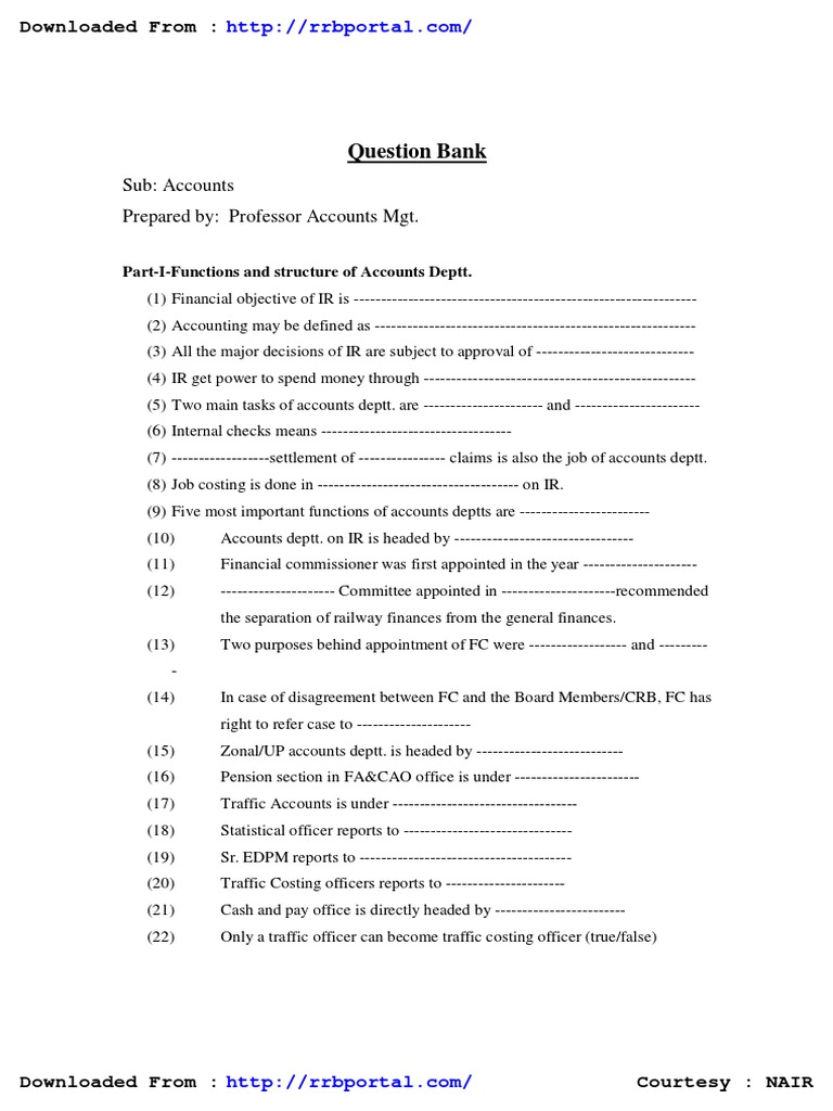 Nair Accounts Question Bank PDF | PDF | Audit | Expense