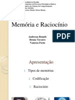 Memória e Raciocínio Seminário Andressa, Bruna e Vanessa - Prof. Goiara