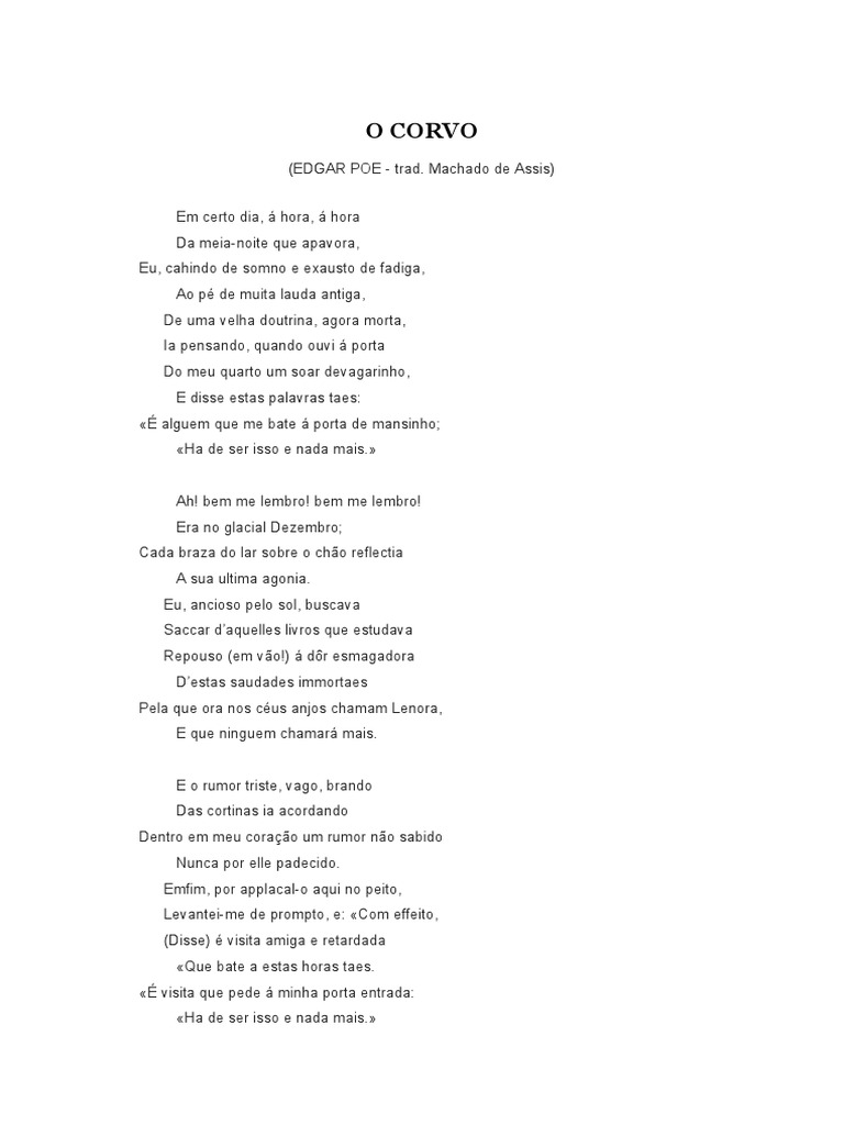 O Corvo de Edgar Allan Poe | PDF | O Corvo
