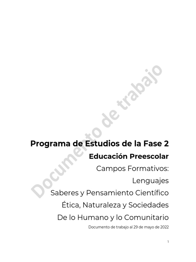 Programa de Estudios Fase 2 Preescolar | PDF | Aprendizaje | Educación ...