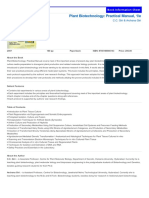 Plant Biotechnology: Practical Manual, 1/e: Book Information Sheet Book Information Sheet