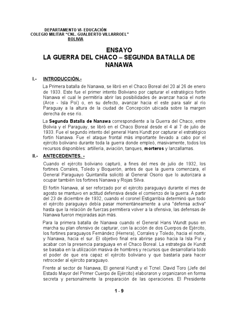 Segunda Batalla de Nanawa: Análisis | PDF | Militar | Ciencia militar