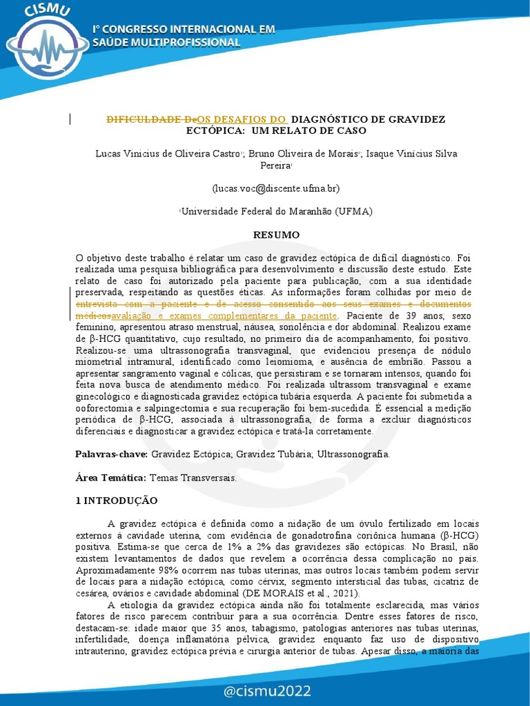 Desafios no Diagnóstico de Gravidez Ectópica | PDF | Gravidez ...