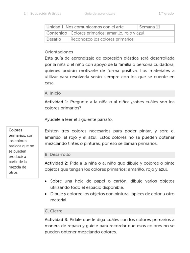 Actividades con Colores Primarios para Niños | PDF | Color | Amarillo