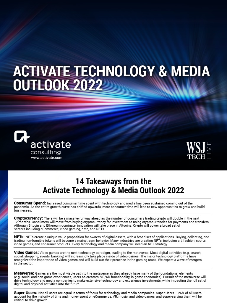 ActivateTechnologyMediaOutlook2022 PDF Virtual Reality
