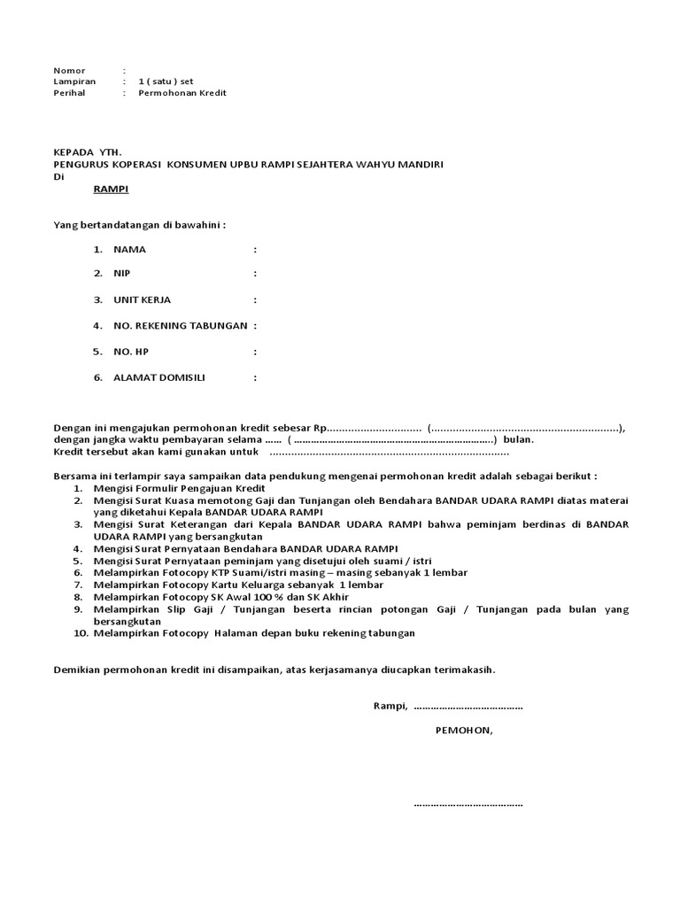Formulir Pengajuan Pinjaman | PDF