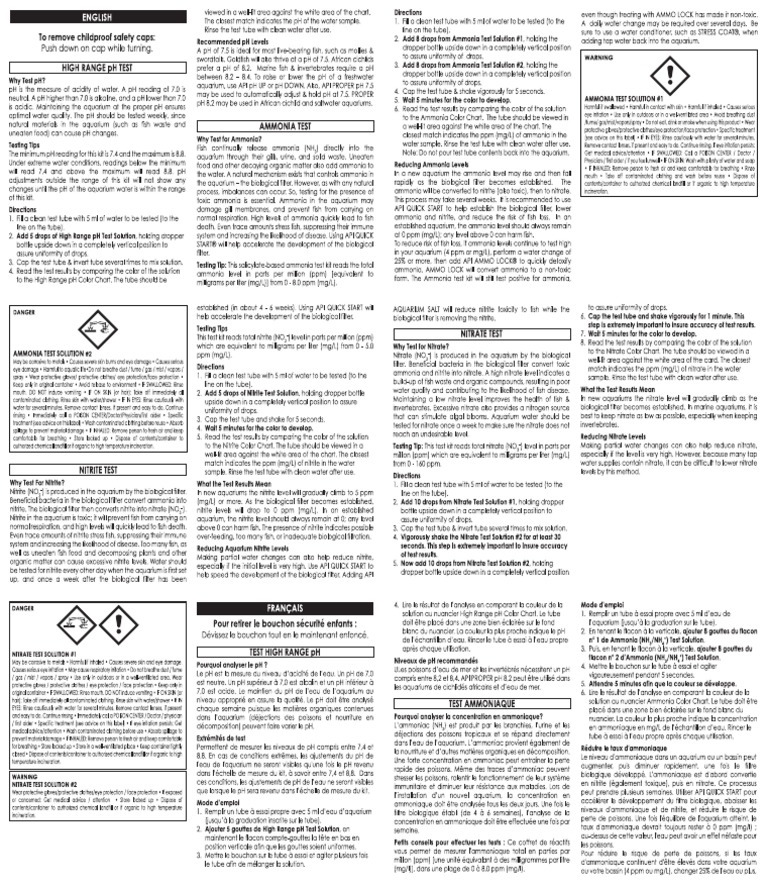 API Saltwater Mastert Test Kit Instruction Manual PDF