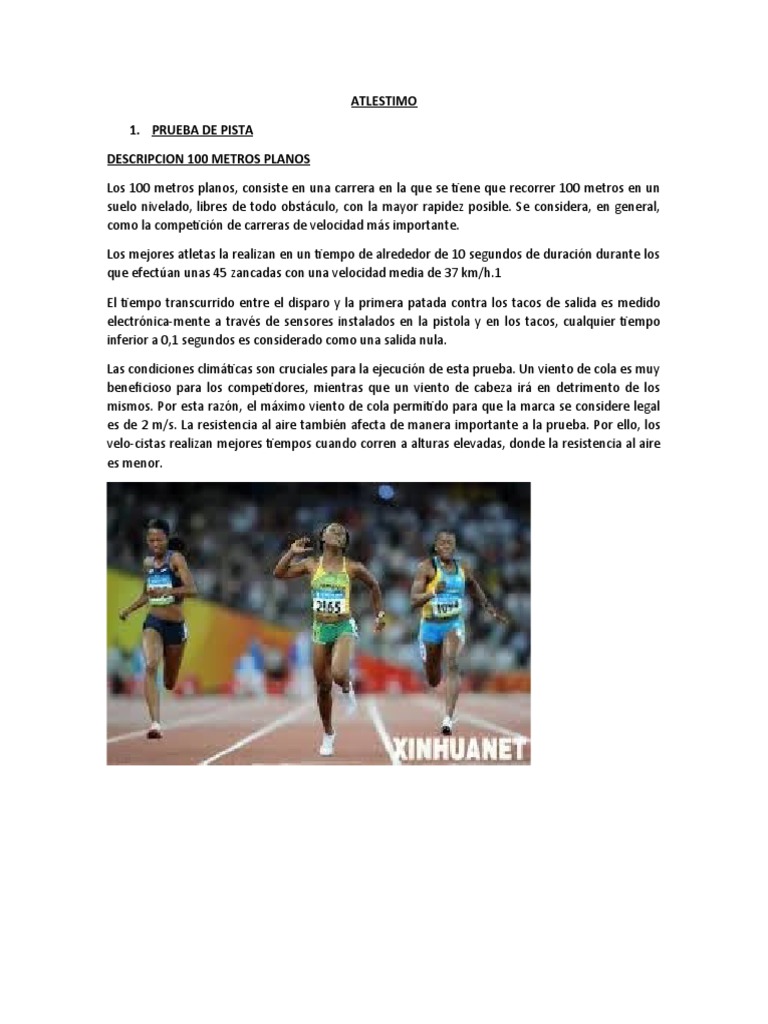 Pruebas de Atletismo en Pista | PDF | Deporte del atletismo | Deportes ...