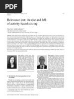 Relevance Lost - The Rise and Fall of Activity Based Costing