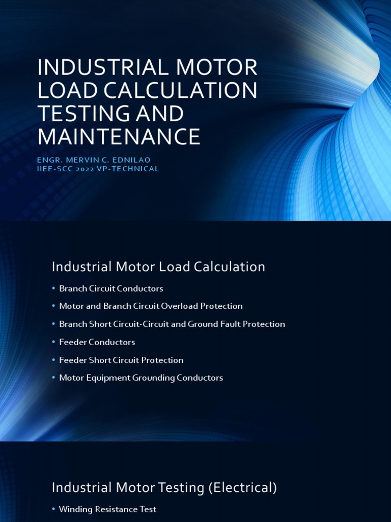 Industrial Motor Load Calculation Testing and Maintenance PDF