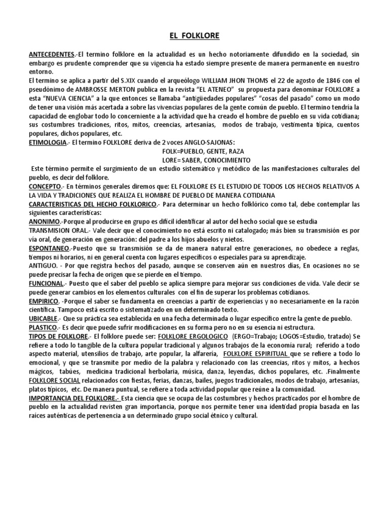 El Folklore (Bolivia) PDF Folklore Conocimiento