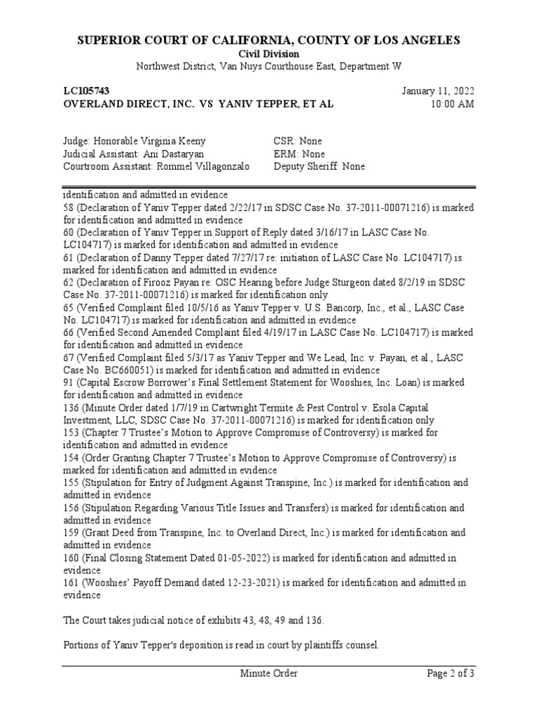 Overland Direct vs. Tepper Court Order | PDF | Complaint | Separation ...