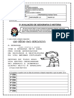 5° Avaliação de Geografia e História - 2022