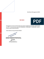 Modelo de Recibo Para Psicoterapia - Serve Para Pedido de Reembolso No Convênio Médico