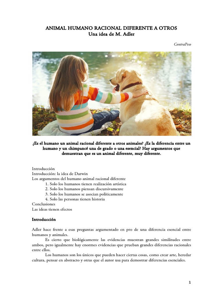 Animal Humano Racional Diferente A Otros - Adler | PDF | Racionalidad ...