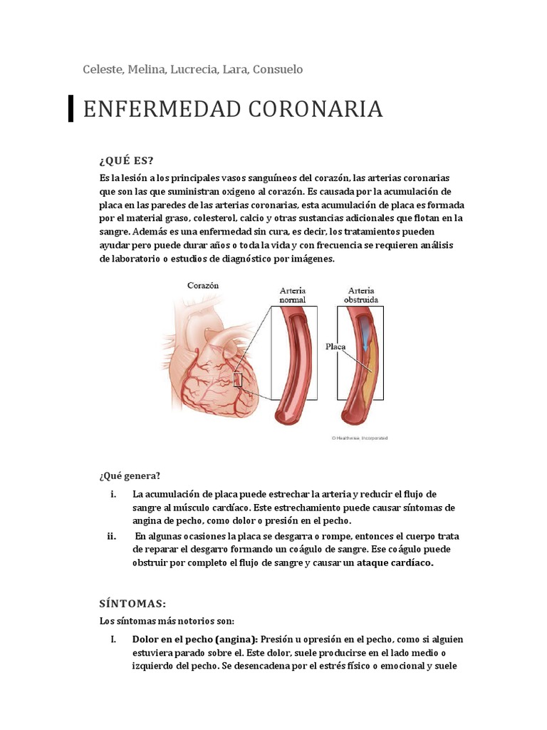 Síntomas y Tratamientos de Enfermedad Coronaria | PDF | Embolia ...